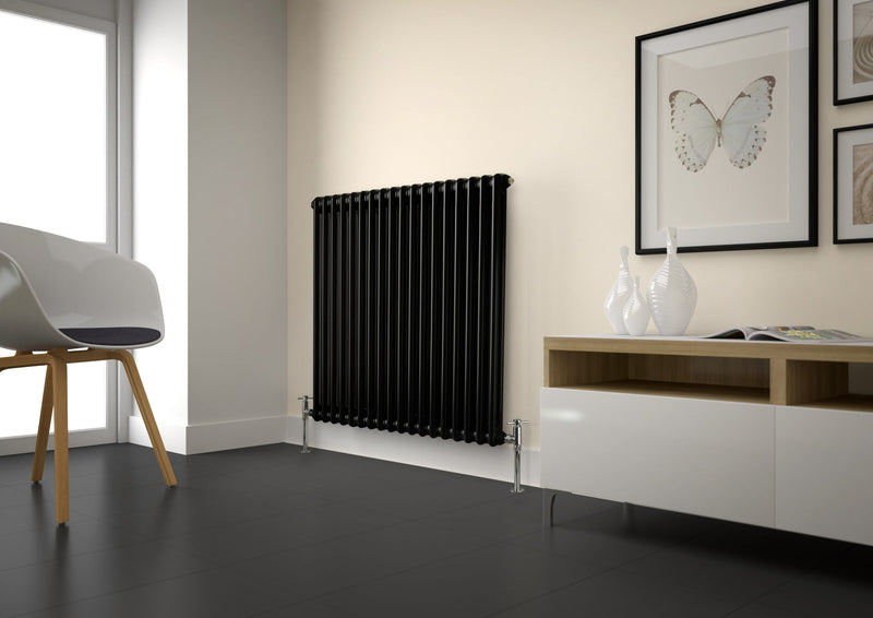 Kartell Laser Klassic 4 column traditional horizontal radiator in black