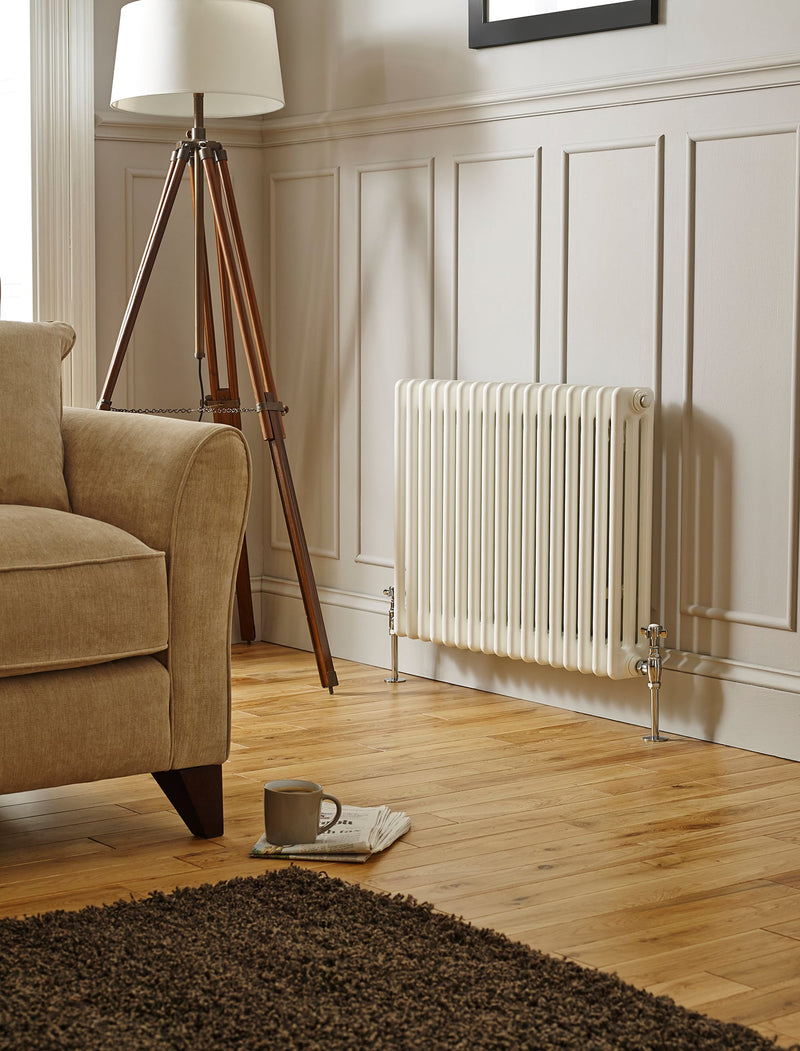 Kartell Laser Klassic 6 column low-level traditional horizontal radiator in white gloss