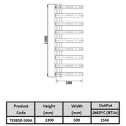 Kartell Texas Towel Rail 1300 x 500mm dimensions