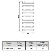 Kartell Texas Towel Rail 850 x 500mm dimensions
