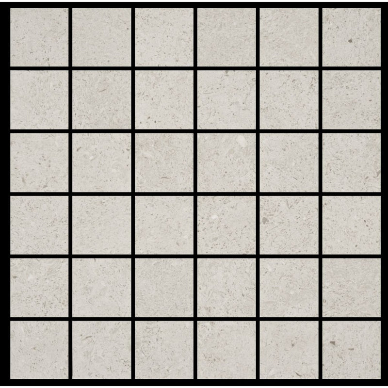 Key Largo Light Grey Stone Effect Matt Porcelain Mosaic Wall & Floor Tile 300x300mm