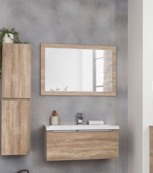 Kartell K-VIT Kore 600mm Wall Mounted Drawer Unit & Ceramic Basin - Sonoma Oak (KOR600WM-O KOR600BASIN)