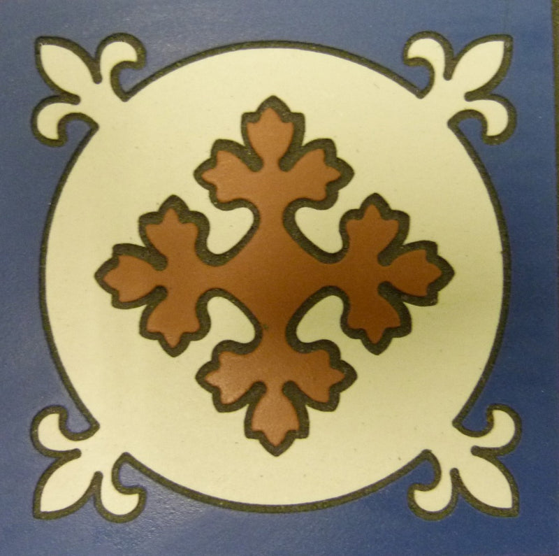 Lake Mary Cross Roundel Victorian Matt Porcelain Decorative Inset Floor Tile 93x93mm