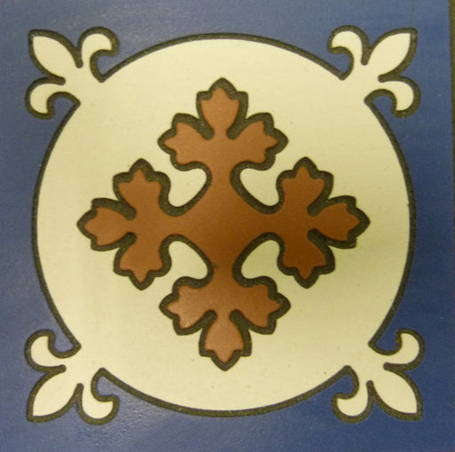 Lake Mary Cross Roundel Victorian Matt Porcelain Decorative Inset Floor Tile 93x93mm
