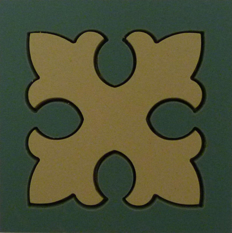 Lake Mary Leaf Cross Victorian Matt Porcelain Decorative Inset Floor Tile 93x93mm