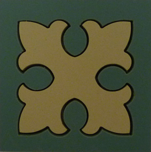 Lake Mary Leaf Cross Victorian Matt Porcelain Decorative Inset Floor Tile 93x93mm