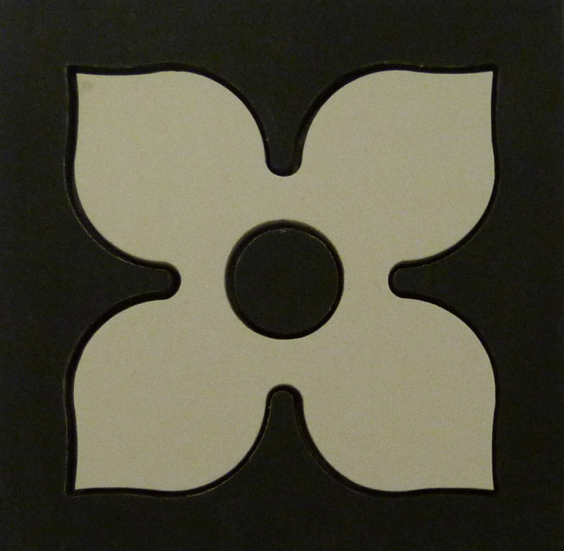 Lake Mary Quatrefoil Victorian Matt Porcelain Decorative Inset Floor Tile 93x93mm