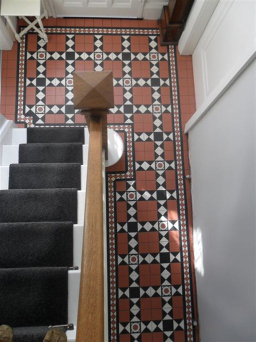 Lake Mary Rosette Roundel Victorian Matt Porcelain Decorative Inset Floor Tile 93x93mm