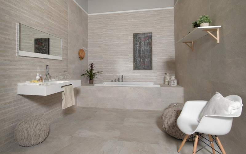 Lakeland Bone Stone Effect Matt Ceramic Wall Tile 300x900mm