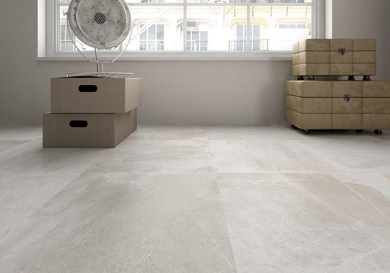 Lakeland Bone Stone Effect Matt Porcelain Wall & Floor Tile 600x600mm