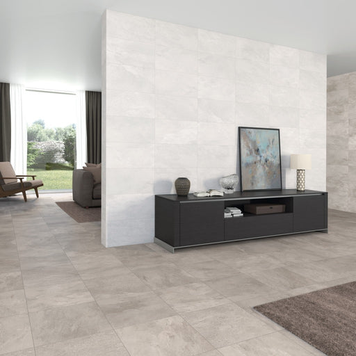 Lakeland Grey Stone Effect Matt Ceramic Wall & Floor Tile 450x450mm