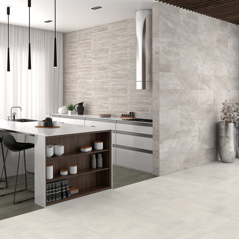 Lakeland Grey Stone Effect Matt Ceramic Wall Tile 300x600mm