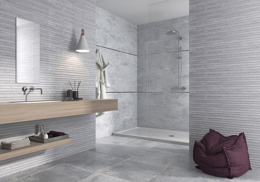 Lakeland Grey Stone Effect Matt Ceramic Wall Tile 300x900mm
