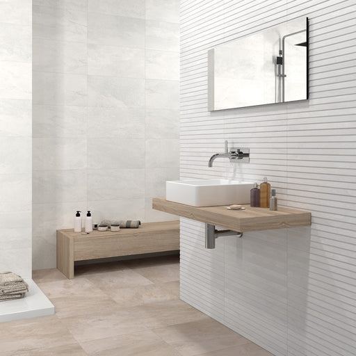 Lakeland white stone effect tile 300x600mm - view 2