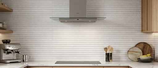 Lakeland White Stone Effect Matt Ceramic Overlap Decor Wall Tile 300x900mm