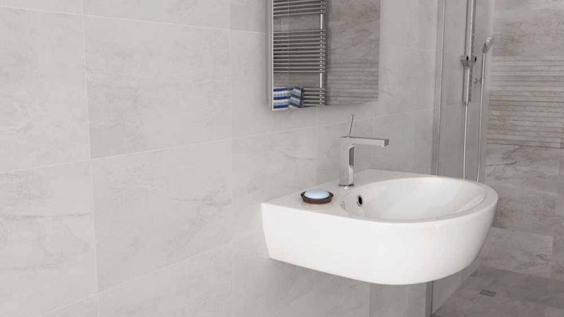 Lakeland White Stone Effect Matt Ceramic Wall Tile 270x420mm