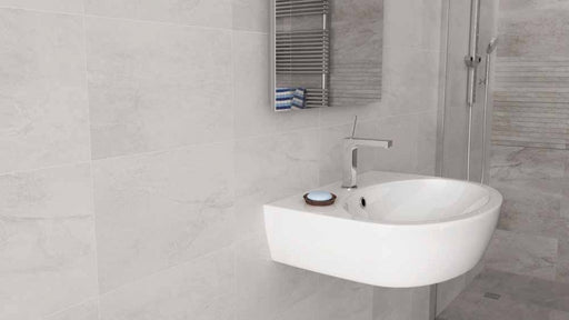 Lakeland White Stone Effect Matt Ceramic Wall Tile 270x420mm
