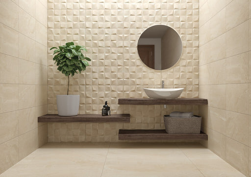 Lantana Beige Stone Effect Matt Ceramic 3D Decor Wall Tile 300x600mm