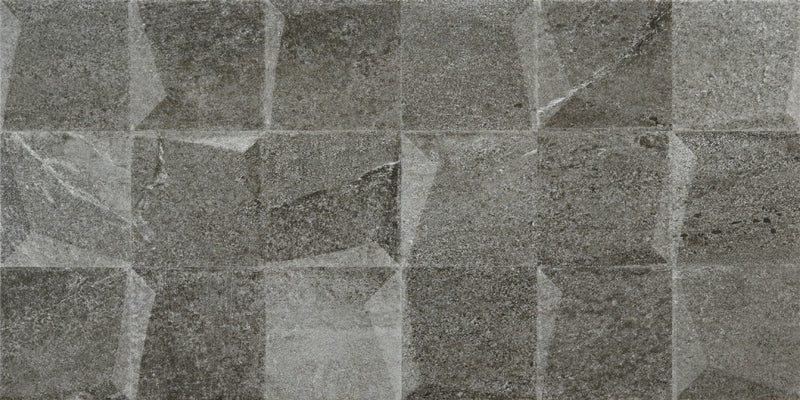 Lantana Grey Stone Effect Matt Ceramic 3D Decor Wall Tile 300x600mm