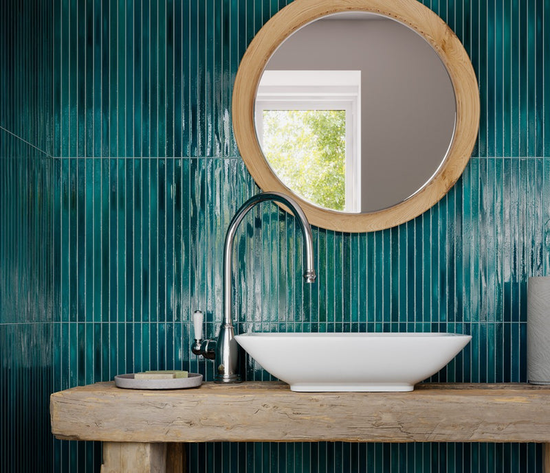 Largo Blue Crackle Glaze Gloss Ceramic Wall Tile 130x450mm