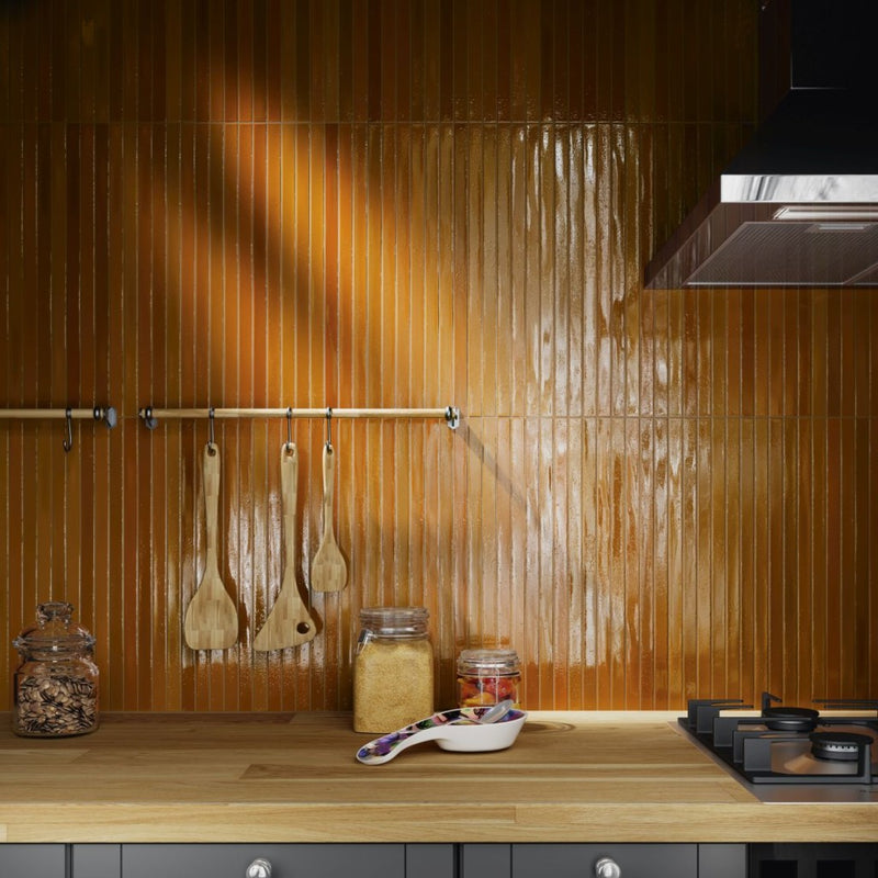 Largo Gold Crackle Glaze Gloss Ceramic Wall Tile 130x450mm