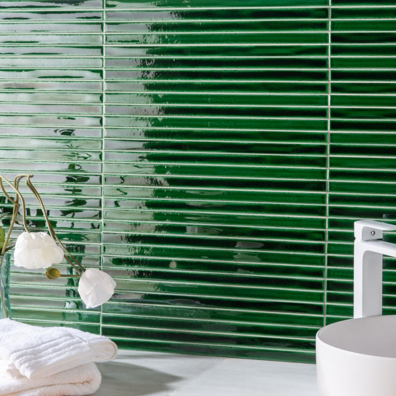 Largo Green Crackle Glaze Gloss Ceramic Wall Tile 130x450mm