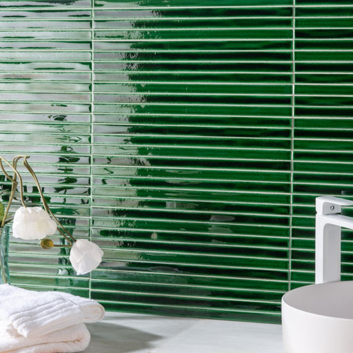 Largo Green Crackle Glaze Gloss Ceramic Wall Tile 130x450mm