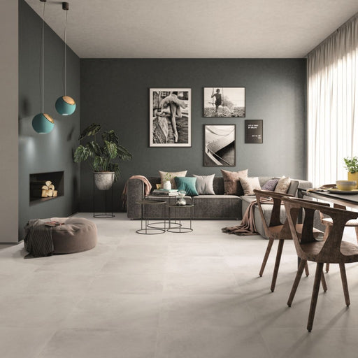Longboat Ice White Concrete Effect Matt Porcelain Wall & Floor Tile 600x600mm