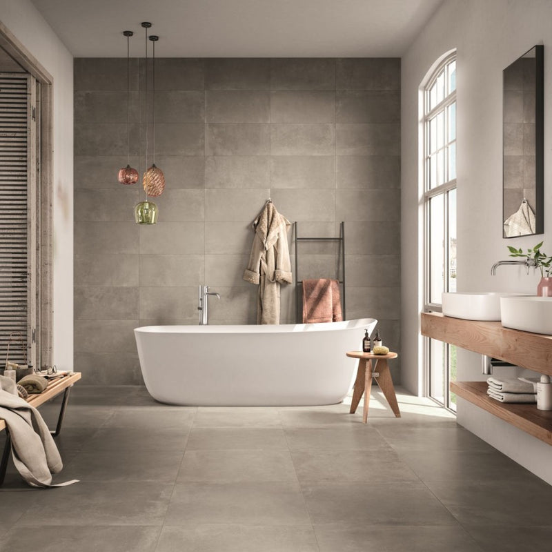 Longboat Taupe Grey Concrete Effect Matt Porcelain Wall & Floor Tile 300x600mm