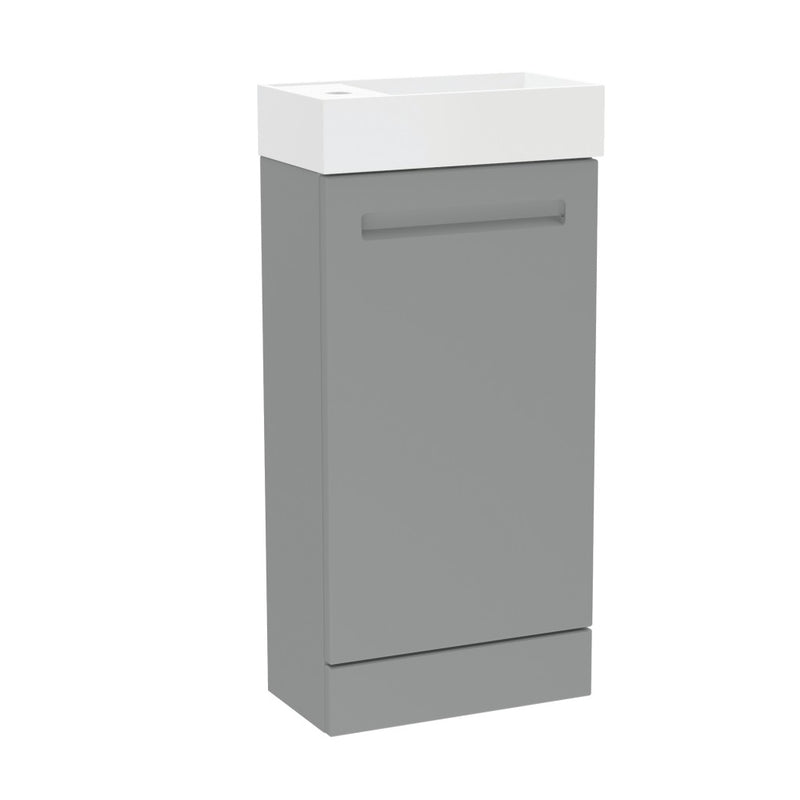 Malvern 400mm One Door Floor Standing Cloakroom Unit & Basin in Dust Grey - Left Handed
