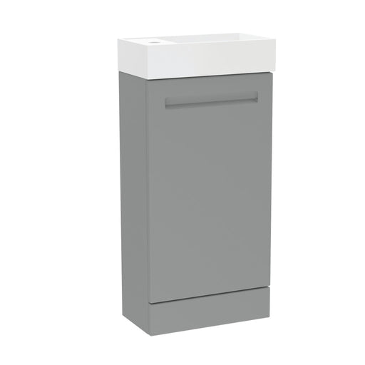 Malvern 400mm One Door Floor Standing Cloakroom Unit & Basin in Dust Grey - Right Handed