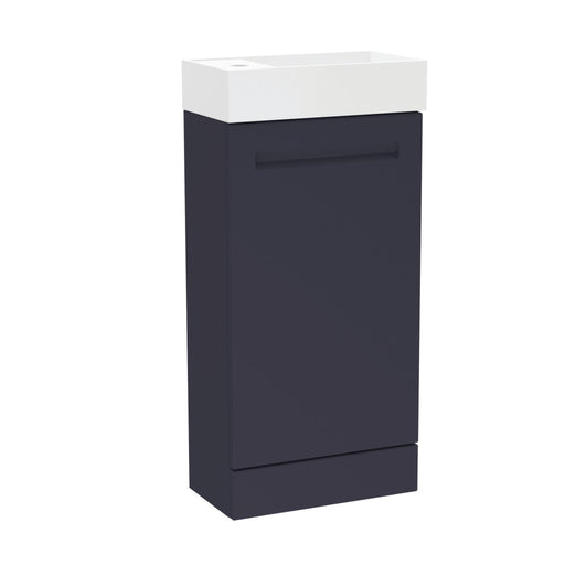 Malvern 400mm One Door Floor Standing Cloakroom Unit & Basin in Indigo - Left Handed