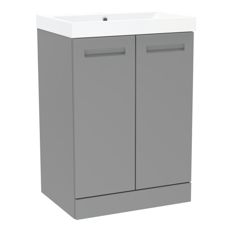 Malvern 600mm Two Door Floor Standing Unit & Basin in Dust Grey