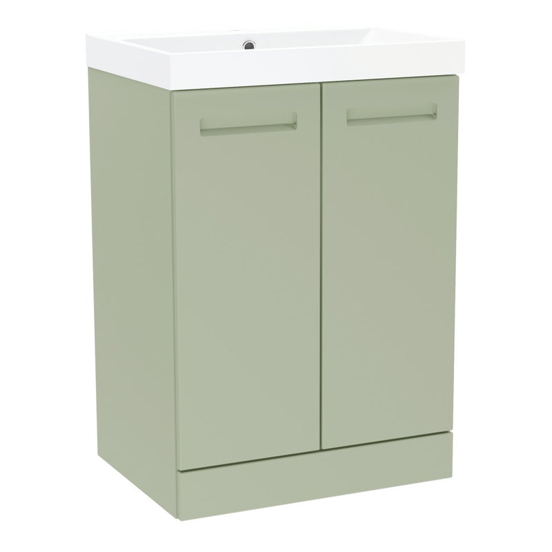 Malvern 600mm Two Door Floor Standing Unit & Basin in Green