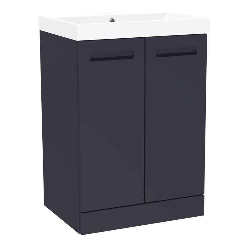 Malvern 600mm Two Door Floor Standing Unit & Basin in Indigo