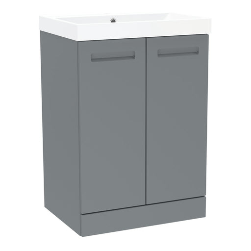 Malvern 600mm Two Door Floor Standing Unit & Basin in Mid Grey