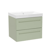 Malvern 600mm Two Drawer Wall Hung Unit & Basin in Green