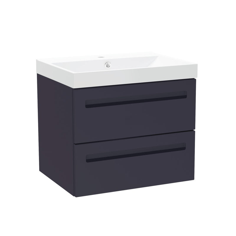 Malvern 600mm Two Drawer Wall Hung Unit & Basin in Indigo