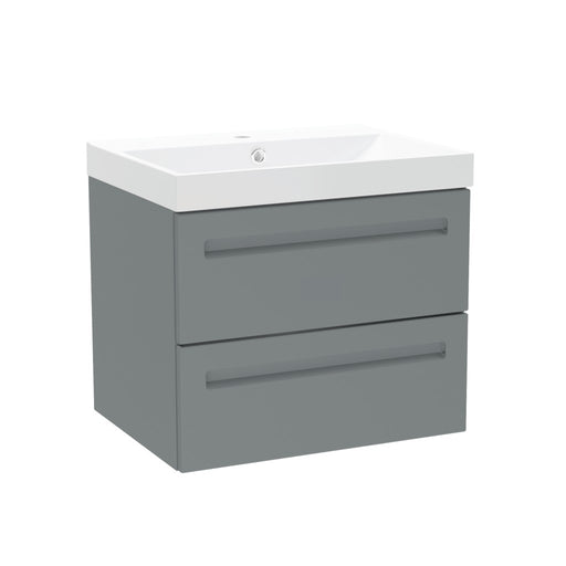 Malvern 600mm Two Drawer Wall Hung Unit & Basin in Mid grey