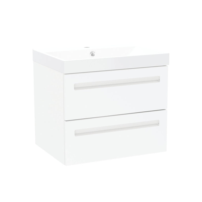 Malvern 600mm Two Drawer Wall Hung Unit & Basin in White Gloss