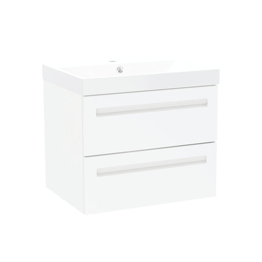 Malvern 600mm Two Drawer Wall Hung Unit & Basin in White Gloss