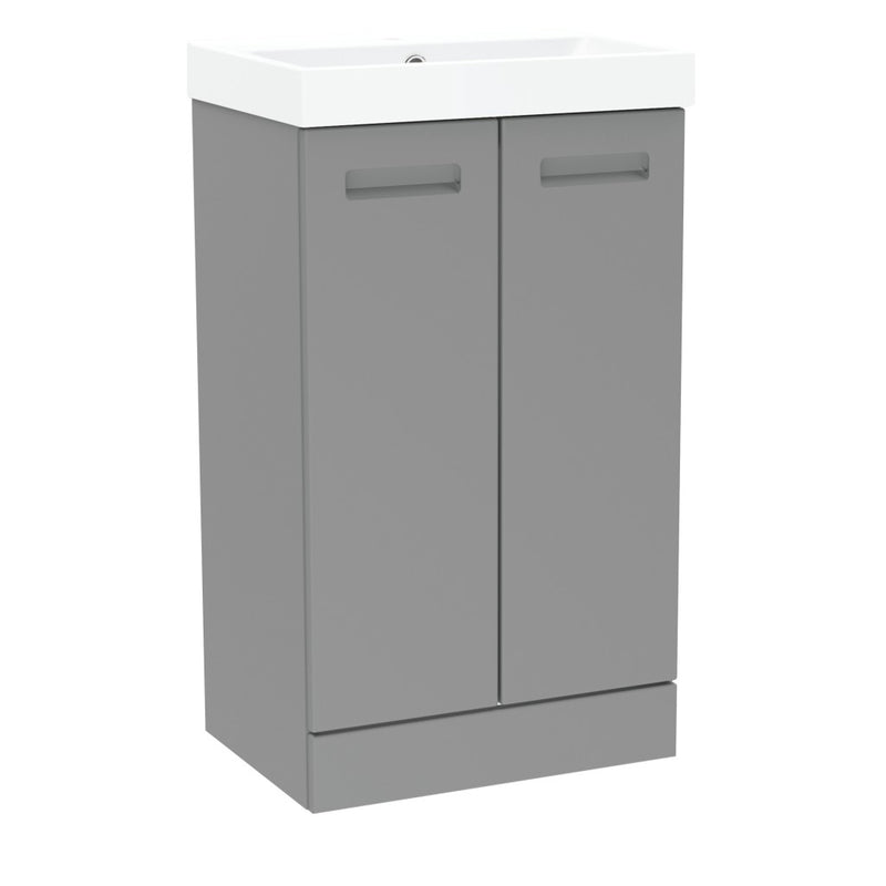 Malvern Slim 500mm Two Door Floor Standing Unit & Basin in Dust Grey