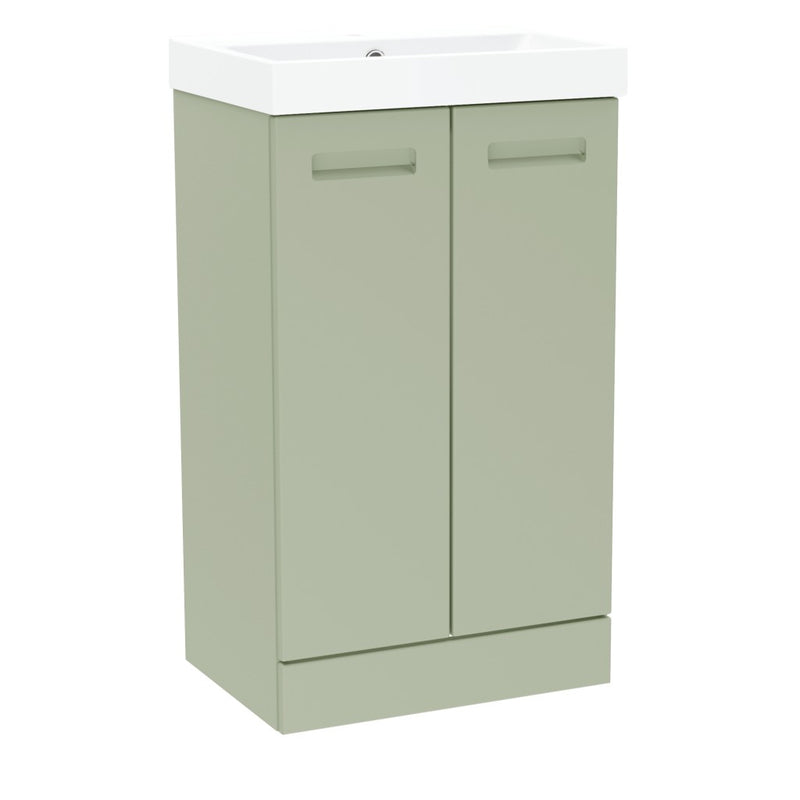 Malvern Slim 500mm Two Door Floor Standing Unit & Basin in Green