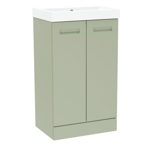 Malvern Slim 500mm Two Door Floor Standing Unit & Basin in Green