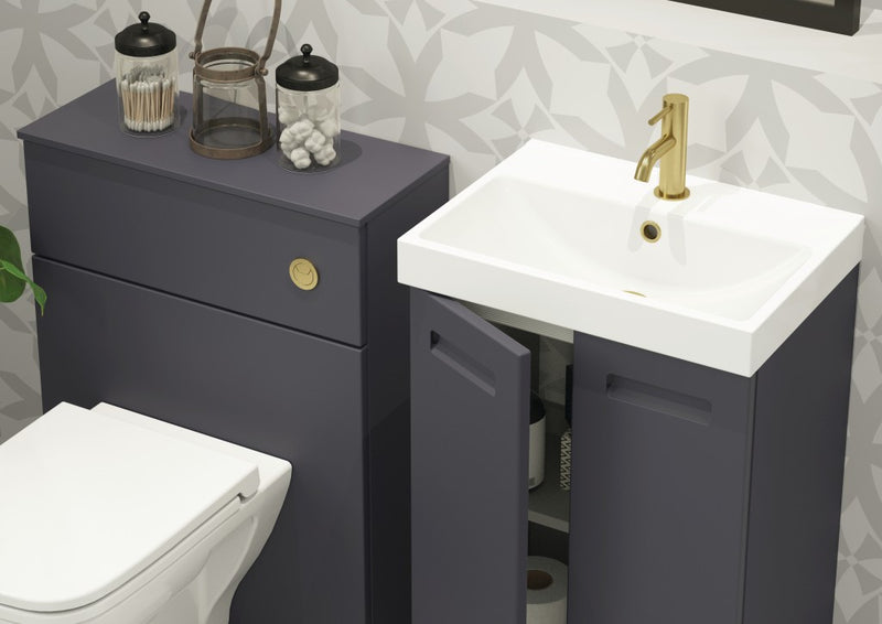 Malvern Slim 500mm Two Door Floor Standing Unit & Basin in Indigo