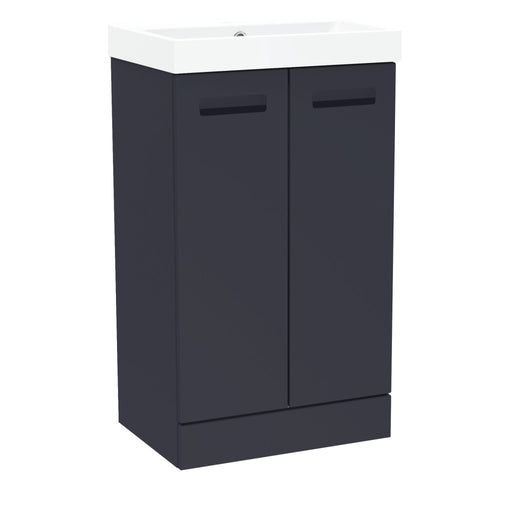Malvern Slim 500mm Two Door Floor Standing Unit & Basin in Indigo - view 2
