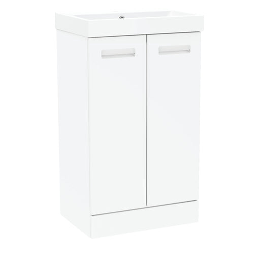 Malvern Slim 500mm Two Door Floor Standing Unit & Basin in White Gloss