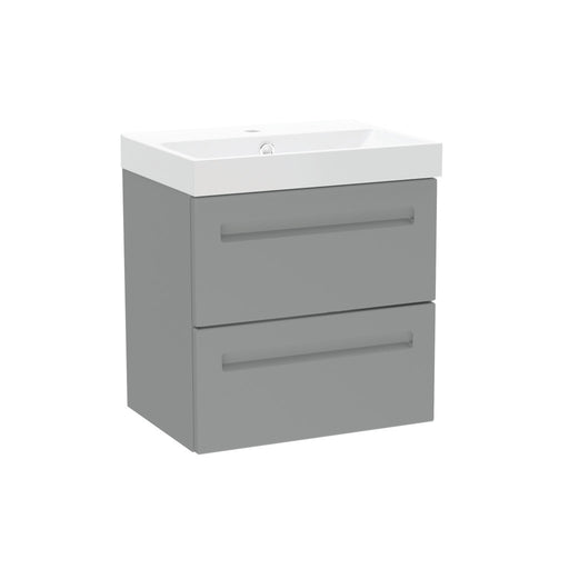 Malvern Slim 500mm Two Drawer Wall Hung Unit & Basin in Dust Grey