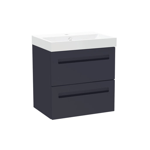 Malvern Slim 500mm Two Drawer Wall Hung Unit & Basin in Indigo
