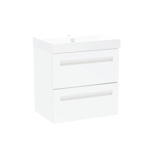 Malvern Slim 500mm Two Drawer Wall Hung Unit & Basin in White Gloss